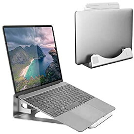 【中古】【輸入品・未使用】Mount-It! 垂直ノートパソコンスタンド - アルミニウム垂直ノートパソコンホルダー | 2イン1ノートパソコンライザー | MacBook Air、MacBook Pro