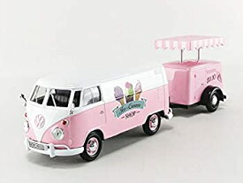 【中古】【輸入品・未使用】Motormax Volkswagen T1 Delivery Van with Ice-Cream Trailer Pink & White Ice-Cream Shop 1/24 Diecast Model Car 79672