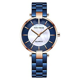 【中古】【輸入品・未使用】MINI FOCUS シンプルクォーツ腕時計 レディース 防水 ステンレススチール ブルー