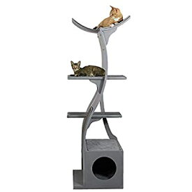 【中古】【輸入品・未使用】【Refined Feline】キャットタワー ロータス キャットタワー スモーク 木製 据え置き型 パーツ交換可 175cm