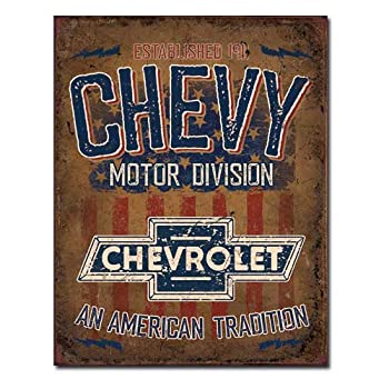 国内送料無料 メタルサイン 「Chevy - American Tradition」# 2204 シェビー シボレー 縦40.5×横31.7cm [並行輸入品]