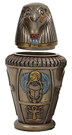 【中古】【輸入品・未使用】Ebros 古代エジプトの神と神 Qebehsenuef カノピー瓶 骨壺像 高さ5.75インチ 翼のスカラベとアンクの土台 置物 収納ボックス 王国 エジプト 収集