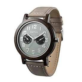 【中古】【輸入品・未使用】Zeitholz木製腕時計メンズ、Klingenberg - サンダルウッドケース（本物のライトグレーのレザーストラップ付き） - Miyota 6P25時計仕掛け - 天然