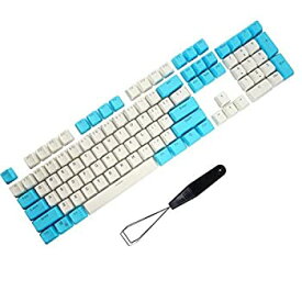 【中古】【輸入品・未使用】PBT Backlit Keycaps 104 Keys Cherry Mx Blue Switches Key Caps with Keycaps Puller for DIY Mechanical Keyboard (Blue White) [並行輸入品]