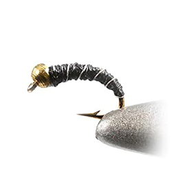 【中古】【輸入品・未使用】Region Fishing ビーズヘッド ブラックゼブラミッジニンフフライ Mustad署名フライフック 1ダース フライフック (フック#20)