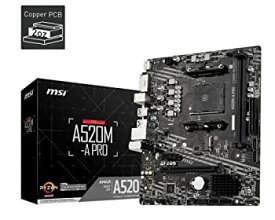 【中古】【輸入品・未使用】MSI A520M-A PRO ??????????? AMD AM4 DDR4 PCIe 4.0 SATA 6Gb/s Dual M.2 USB 3.2 Gen 1 DVI/HDMI Micro-ATX