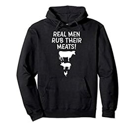 【中古】【輸入品・未使用】Real Men Rub Their Meats Funny BBQ Grill Barbecue Dad Gift パーカー