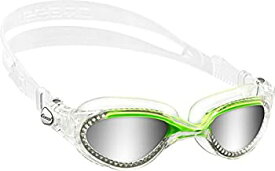 【中古】【輸入品・未使用】(Clear Green/Mirror Lens%カンマ% Goggles) - Cressi Adult Flash Swimming Goggles with Silicone Dark Blue Cap