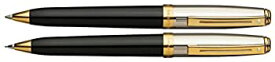 【中古】【輸入品・未使用】Sheaffer Prelude Ball Pen/Mechanical Pencil Set%カンマ% Black Lacquer Finish with Palladium Plate Cap and 22K Gold Plate Trim (SH/337-9)