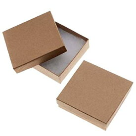 【中古】【輸入品・未使用】Kraft Brown Square Cardboard Jewelry Boxes 3.5 x 3.5 x 1 Inches (100)