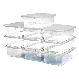 【中古】【輸入品・未使用】(5.7l - Set of 10%カンマ% White) - Homz Plastic Storage Bins%カンマ% Snap Lock White Lids%カンマ% 5.7l%カンマ% Clear%カンマ% Stackable%カンマ% 10-Pack