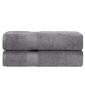 Superior Zero Twist 100% Cotton Towel Set 2-Piece Set%ｶﾝﾏ% Extra Soft Bath Towels%ｶﾝﾏ% Long-Staple Cotton Towels%ｶﾝﾏ% Grey