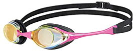 【中古】【輸入品・未使用】Arena Cobra Swim Goggles for Men and Women, Yellow Copper/Pink, Swipe Mirror