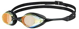 【中古】【輸入品・未使用】Arena Cobra Swim Goggles for Men and Women, Yellow Copper/Black, Swipe Mirror