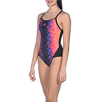 Arena Triangle Prism Superfly Back MaxLife One Piece Swimsuit, Pink Multicolor - Black, 36
