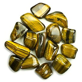 【中古】【輸入品・未使用】(C: 0.9kg Lot) - Hypnotic Gems Materials: 0.9kg Bulk Tumbled Gold Tiger Eye Stones from Africa - Natural Polished Gemstone Supplies for