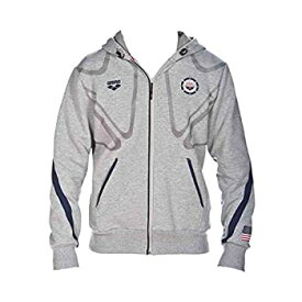 【中古】【輸入品・未使用】Arena Unisex USA Swimming Hooded Jacket,Medium Grey/Melange-Navy (527),S