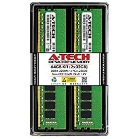 【中古】【輸入品・未使用】A-Tech 64GB (2x32GB) DDR4 3200MHz UDIMM PC4-25600 (PC4-3200AA) CL22 DIMM 2Rx8 ノンECC デスクトップ RAM メモリモジュール