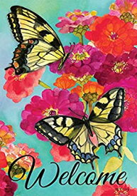 【中古】【輸入品・未使用】Briarwood Lane Morning Butterflies Spring Garden Flag Welcome Floral 12.5" x 18" [並行輸入品]