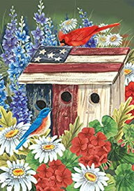 【中古】【輸入品・未使用】Briarwood Lane Patriotic Gathering Spring Garden Flag Birdhouse Floral Cardinal 12.5" x 18" [並行輸入品]