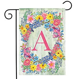 【中古】【輸入品・未使用】Briarwood Lane Spring Monogram Letter A Garden Flag Floral Wreath 12.5" x 18" [並行輸入品]