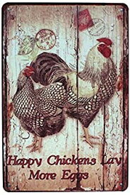 【中古】【輸入品・未使用】ARTCLUB Happy Chickens Lay More Eggs, Hen Metal Tin Sign, Vintage Plaque Poster Kitchen Home Wall Decor [並行輸入品]