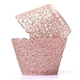 【中古】【輸入品・未使用】Tinksky Cupcake Wrappers Laser Cut Wrap Case Decor Wedding Shower Wrap 50 Pack (Pink) [並行輸入品]