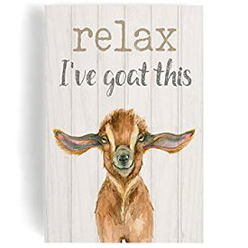 【中古】【輸入品・未使用】P. Graham Dunn Relax I've Goat This Cream 5 x 3.5 Pine Wood Decorative Tabletop Word Block Plaque [並行輸入品]