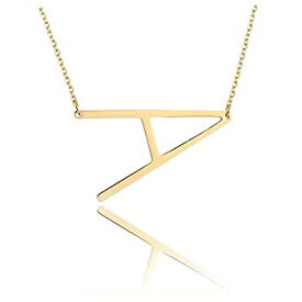 【中古】【輸入品・未使用】ETHOON Sideways Initial Necklace Gold Filled Stainless Steel Alphabet Personalized Necklace Name Jewelry A-Z Chain 17"+2" [並行輸入品]