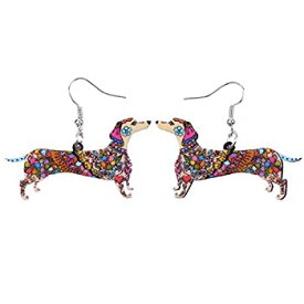【中古】【輸入品・未使用】Bonsny Drop Dachshund Dog Earrings Funny Design Six Color Lovely Gift For Girl Women Jewelry [並行輸入品]
