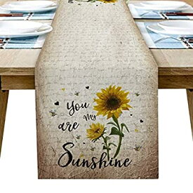 【中古】【輸入品・未使用】Custom Bed USA Rustic Sunflower Table Runner Dresser Scarf 13x70inch Linen Burlap Table Runners Non-Slip Heat Resistant Cloth Placemat