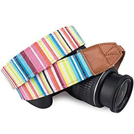 【中古】【輸入品・未使用】Wolven Pattern Canvas Camera Neck Shoulder Strap Belt Compatible for All DSLR/SLR/Men/Women etc, Multicolored Stripe Pattern [並行輸入