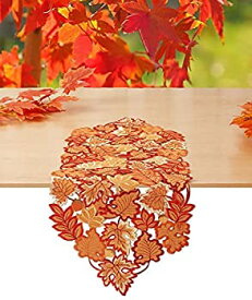 【中古】【輸入品・未使用】GRANDDECO Harvest Fall Table Runner 13 inchx35 inch,Cutwork Embroidered Maple Leaves Dresser Scarf Table Topper for Thanksgiving's Day
