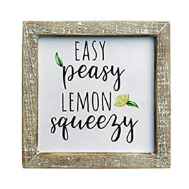 【中古】【輸入品・未使用】NITYNP Easy Peasy Lemon Squeezy Wooden Framed Block Lemon Saying Sign Office & Home D?cor 6"x6"(Distressed Natural) [並行輸入品]