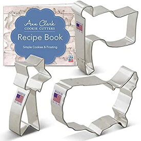 【中古】【輸入品・未使用】Ann Clark Cookie Cutters 3-Piece Independence Day Patriotic Cookie Cutter Set with Recipe Booklet, Flag, Shooting Star, USA Map [並行輸