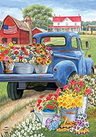 【中古】【輸入品・未使用】Briarwood Lane Day On The Farm Spring House Flag Pick-up Truck Floral 28" x 40" [並行輸入品]
