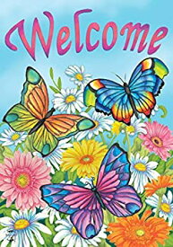 【中古】【輸入品・未使用】Briarwood Lane Spring Butterflies Welcome House Flag Floral 28" x 40" [並行輸入品]