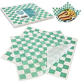 【中古】【輸入品・未使用】[250 Sheets] 12x12 Inch Deli Paper Sheets Sandwich Wrap - Green and White Checkered Food Basket Liners, Grease Resistant Wrapper for Ba