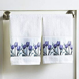 【中古】【輸入品・未使用】The Lakeside Collection Purple Tulip Hand Towels for Bathrooms - Floral Restroom Decor - Set of 2 [並行輸入品]