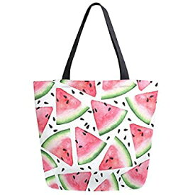 【中古】【輸入品・未使用】ZzWwR Cute Summer Fruit Pink Watermelon Slices Extra Large Canvas Market Beach Travel Reusable Grocery Shopping Tote Bag Portable Stora