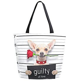 【中古】【輸入品・未使用】ZzWwR 3d Cute Chihuahua Dog with Rose Print Extra Large Canvas Beach Travel Gym Reusable Grocery Shopping Tote Bag [並行輸入品]