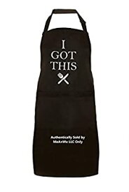 【中古】【輸入品・未使用】MeAnWe Wares Adjustable Apron with Pockets, I Got This Kitchen Cooking BBQ Grilling Bib for Women Men Chefs, Black, 1 Pcs [並行輸入品]
