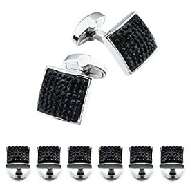 【中古】【輸入品・未使用】HAWSON Graceful Square Black Crystal Tuxedo Studs Cufflinks for Man Shirt (商品カテゴリー : カフス) [並行輸入品]