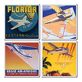 【中古】【輸入品・未使用】Vandor Smithsonian Vintage Travel Poster 4 Piece Ceramic Coaster Set, 3.75 x 3.75 x 0.25 Inches, Multicolored 商品カテゴリー: コースタ