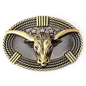 【中古】【輸入品・未使用】Bull Belt Buckle for Men, Longhorn Bull Rodeo Bull Oval Rope Bull Head Western Cowboy Belt Buckle [並行輸入品]