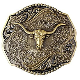 【中古】【輸入品・未使用】Bull Belt Buckle for Men, Longhorn Bull Rodeo Bull Filigree Punk Bull Head Western Cowboy Belt Buckle [並行輸入品]