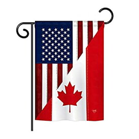 【中古】【輸入品・未使用】Breeze Decor G158190 US Canada Friendship Flags of the World US Friendship Impressions Decorative Vertical Garden Flag 13" x 18.5" Prin