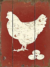 【中古】【輸入品・未使用】Barnyard Designs White Hen Laying Fresh Eggs Retro Vintage Wood Plaque Bar Sign Country Home Decor 15.75" x 11.75" [並行輸入品]