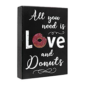 【中古】【輸入品・未使用】JennyGems Wood Box Quote Sign - All You Need is Love and Donuts - Bakery Signs, Donut Lovers, Kitchen Decor, 6 x 8 x 1.5 inches [並行輸