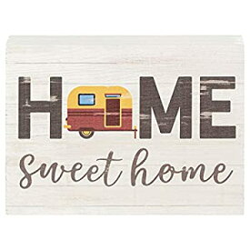 【中古】【輸入品・未使用】P. Graham Dunn Home Sweet Home Camper Whitewash 7.25 x 5.5 Solid Wood Barnhouse Block Sign [並行輸入品]